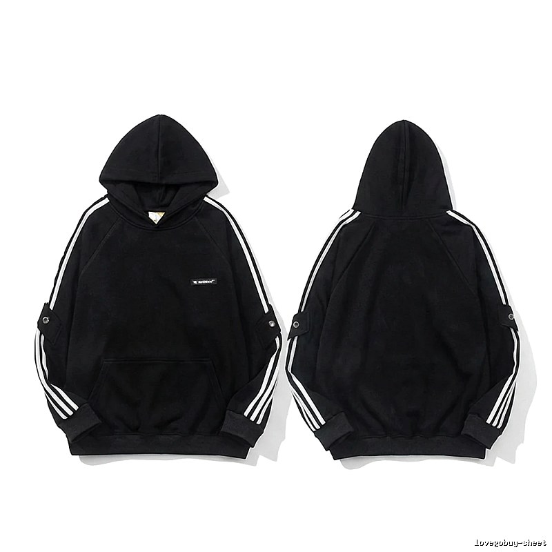Adidas three - stripe trendy and cool black sweatshirt