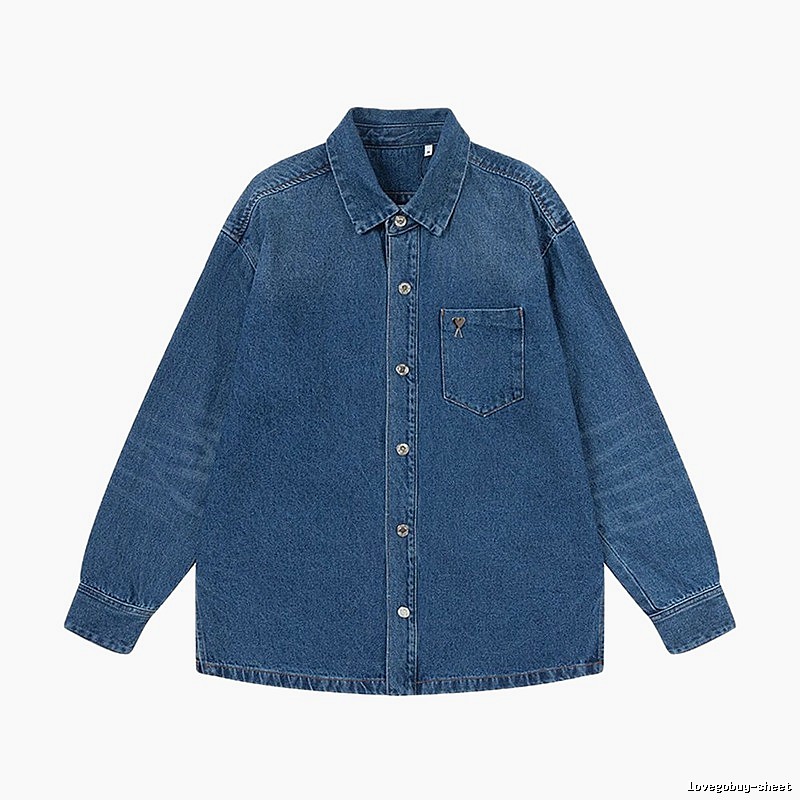 AMI casual style denim blue shirt