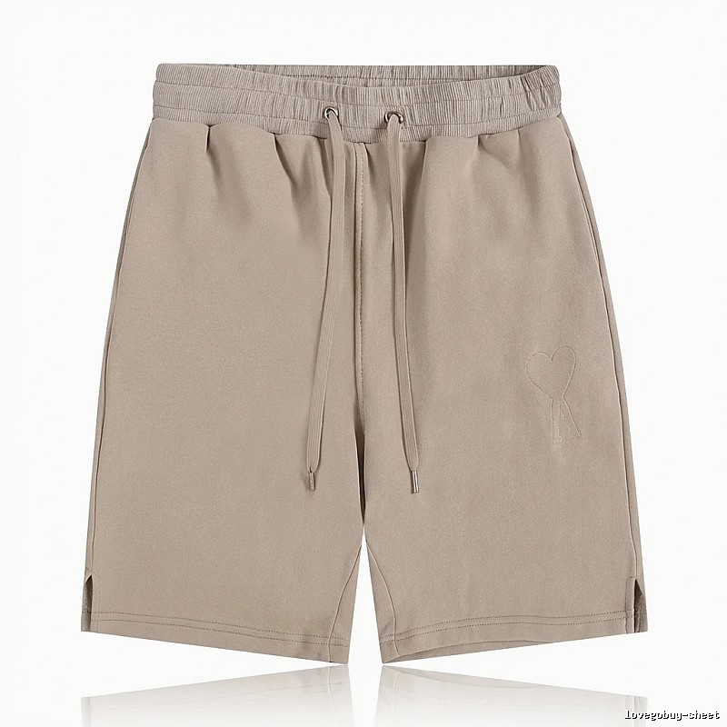 AMI Embroidered Trendy Brand Khaki Shorts