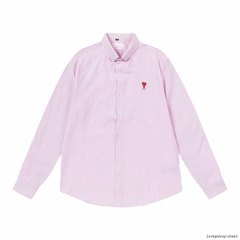 AMI Stripe Minimalist Style Pink Shirt
