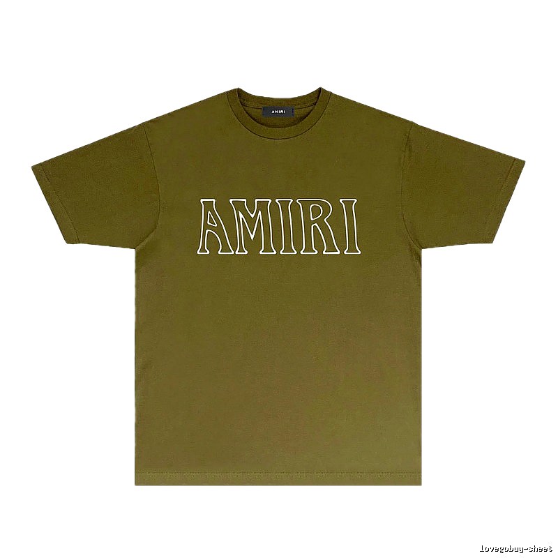 AMIRI Basic Style Trendy and Cool Olive Green T-shirt
