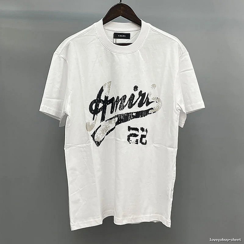 Amiri Black Lettering With Slash Detail White Records Graphic T-Shirt Resort Wear