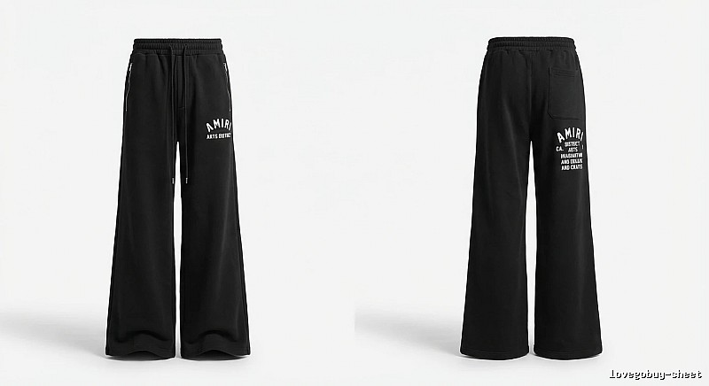 AMIRI Letter Print Casual Black Pants