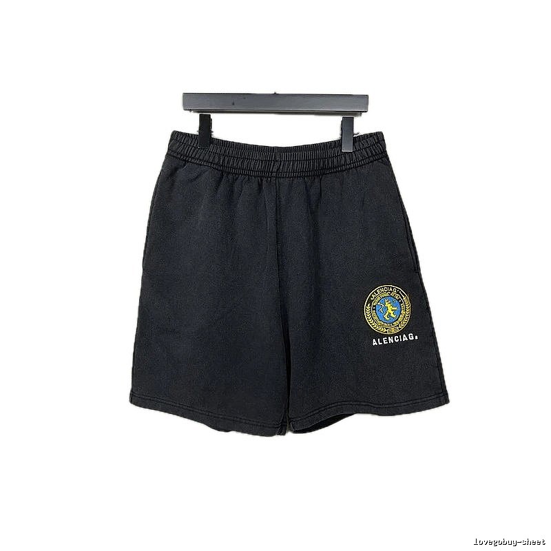 Balenciaga badge-style black shorts