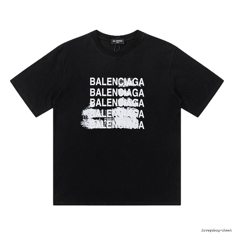 Balenciaga Repeated Print Trendy Black T-shirt