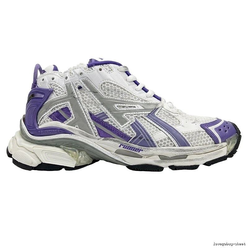 Balenciaga retro-style white and purple sports shoes