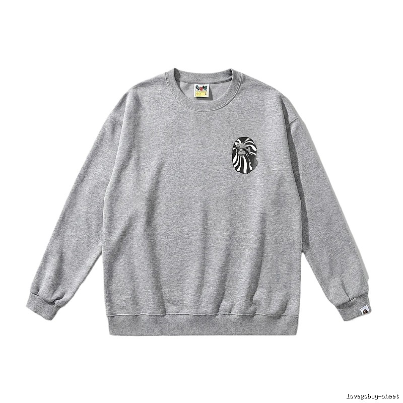 Bape Ape Head Minimalist Style Grey Sweatshirt