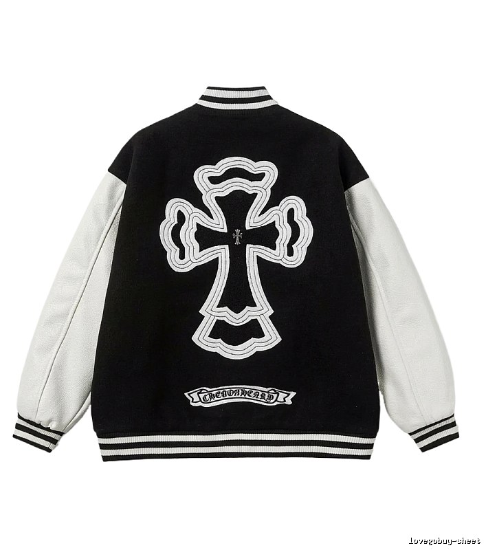 Chrome Hearts Cross Black and White Baseball Jacket