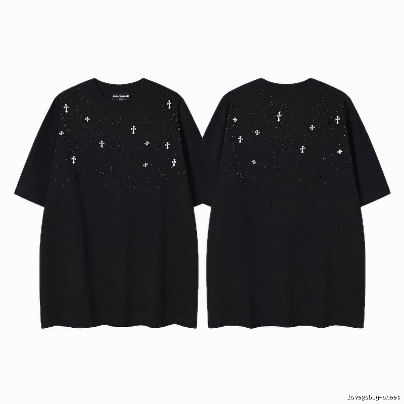 Chrome Hearts Cross Embroidered Street Style Black Short-sleeve T-shirt