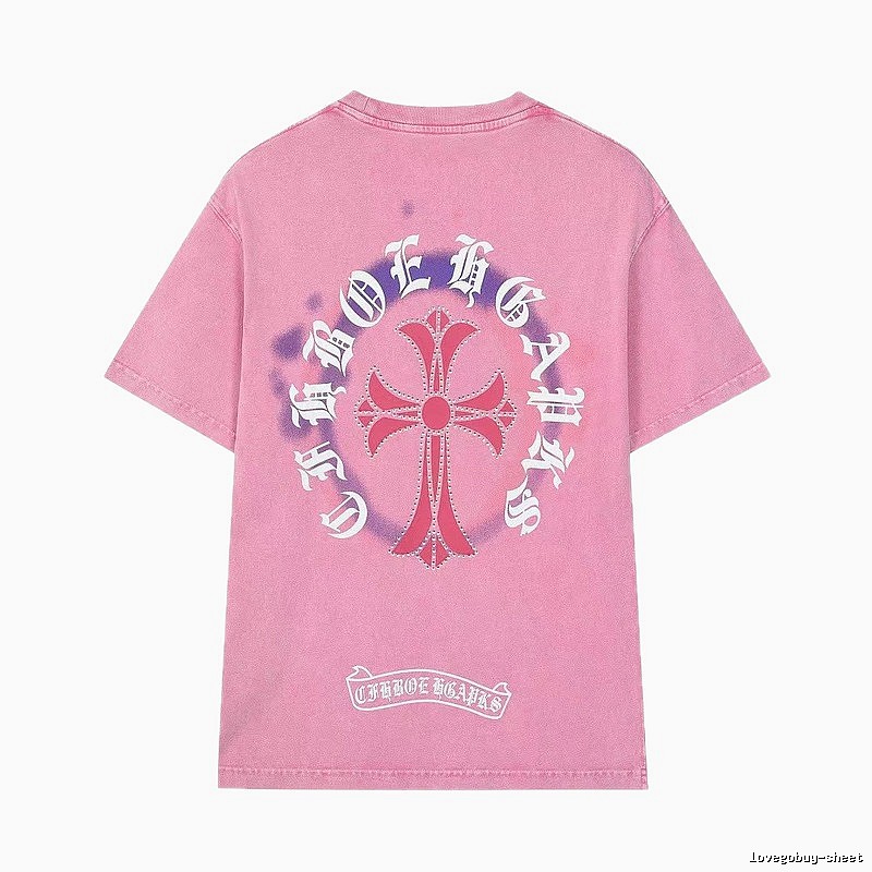 Chrome Hearts Cross Vintage Style Pink T-Shirt