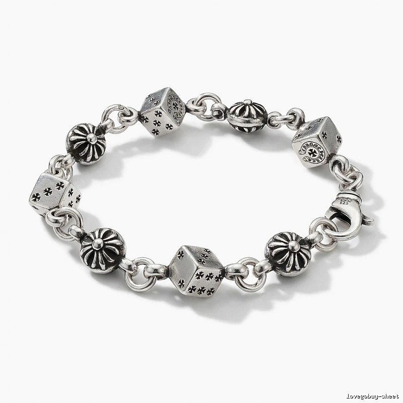 Chrome Hearts Dice Retro Style Silver Bracelet