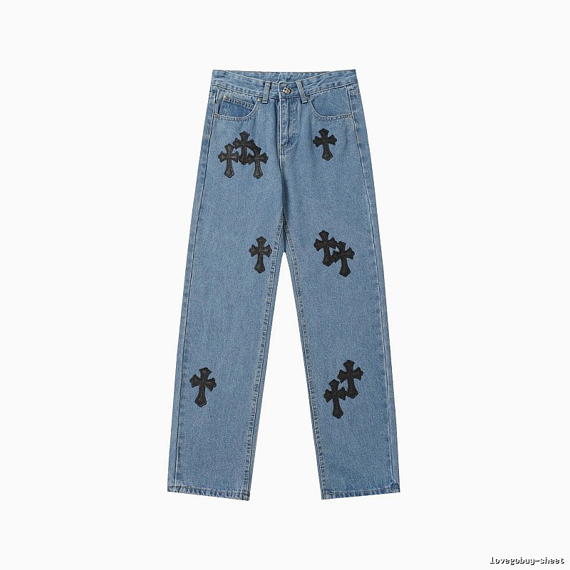 Chrome Hearts Easy Match Graphic jeans Light Denim Jeans for Leisure Wear