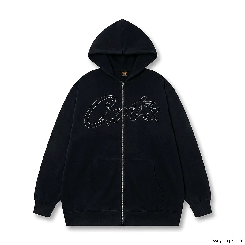 Corteiz minimalist style black hoodie