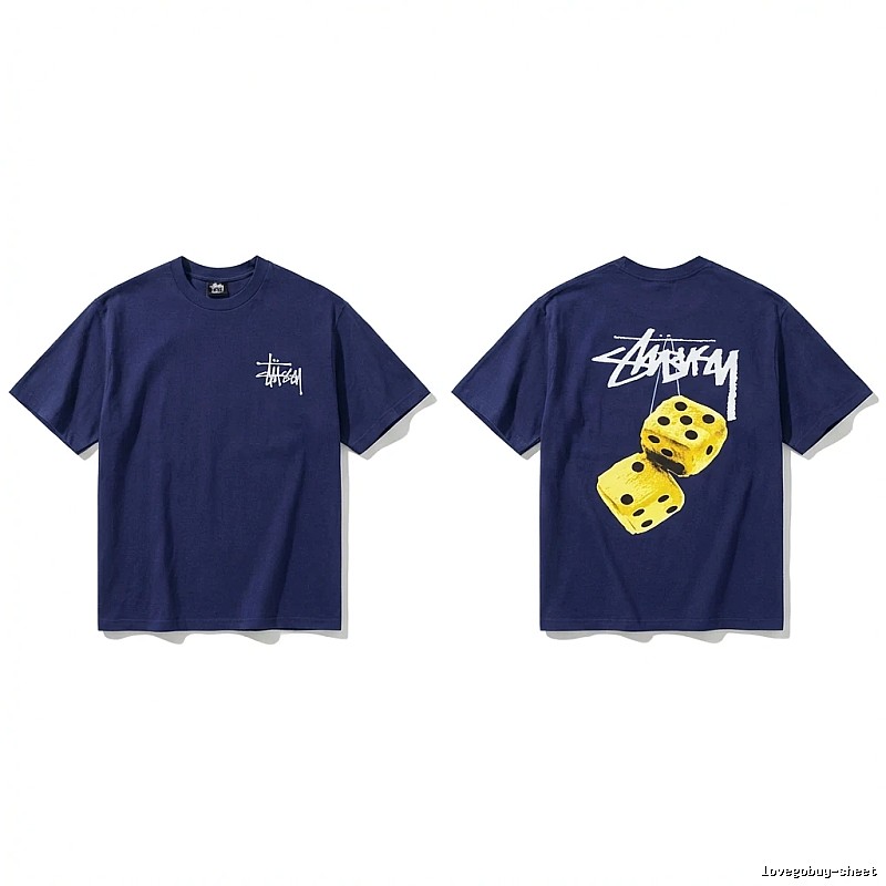 Deep blue T-shirt with Stussy dice print