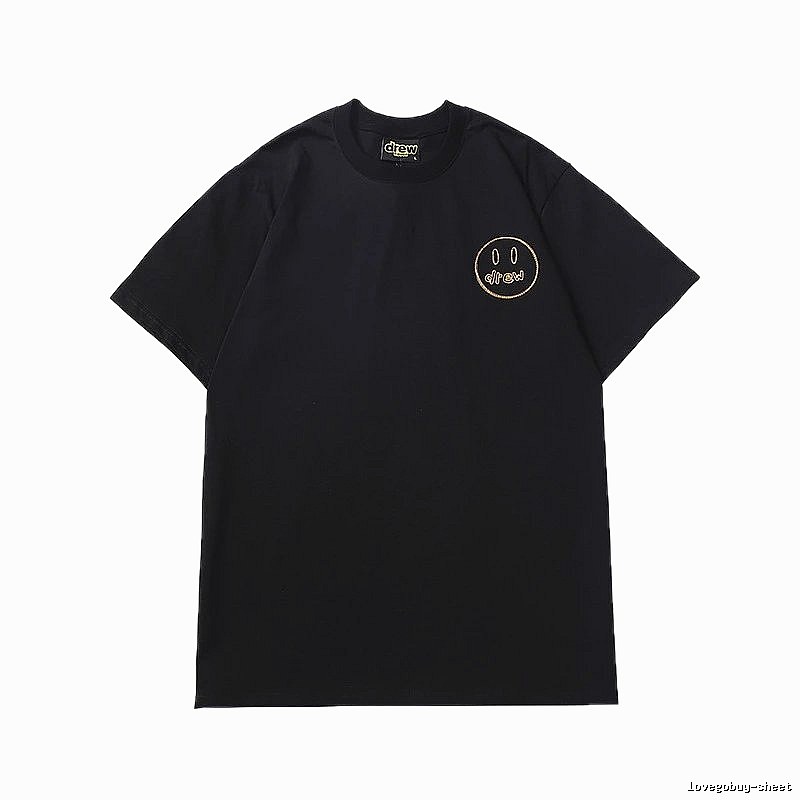 DREW Embroidered Smiley Face Street Style Black T-Shirt