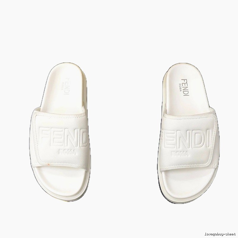 FENDI ROMA Collection Minimalist Style White Slide Sandals