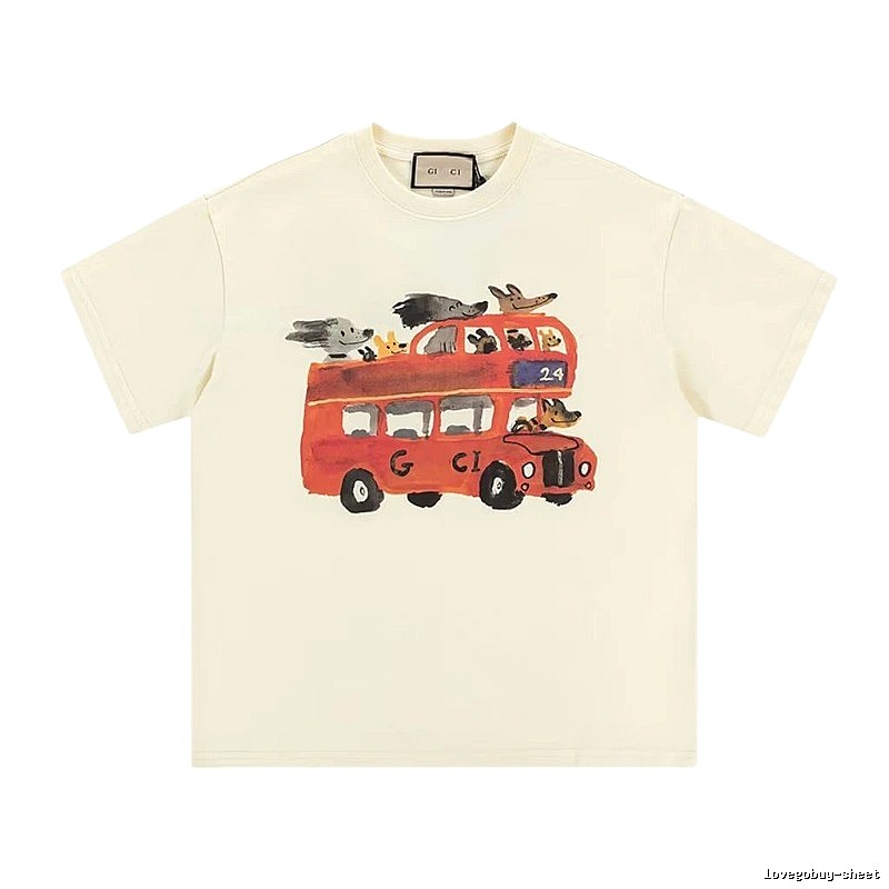 Gucci Bus Print Whimsical Style Off-white T-Shirt