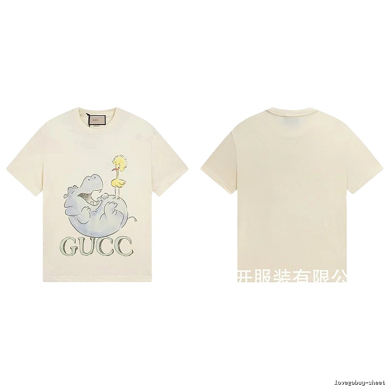 Gucci Cartoon Hippo Casual Off-white T-shirt