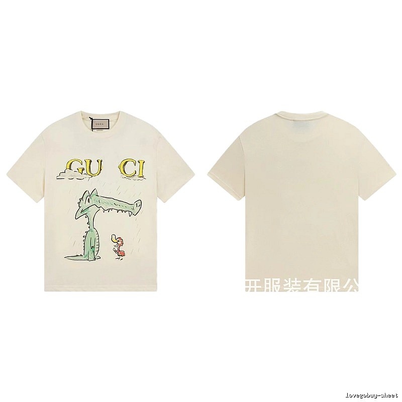 Gucci Crocodile Print Childlike Off-white T-Shirt