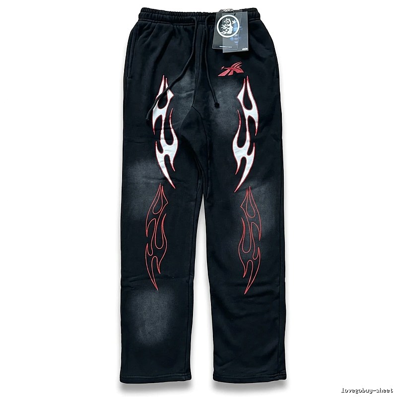 Hellstar Flame Wind Black Sweatpants