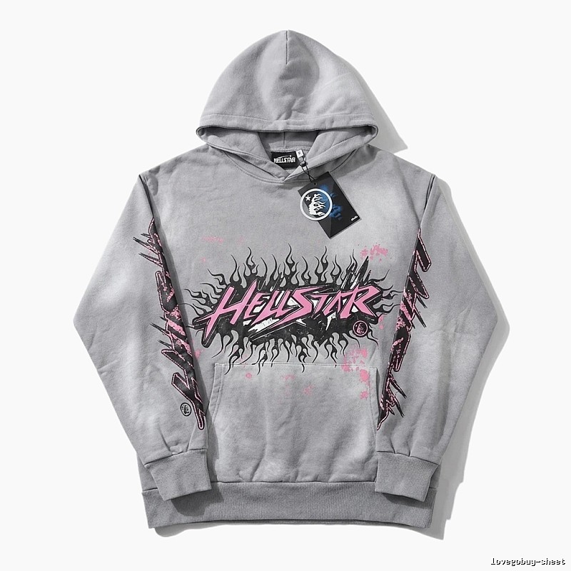 Hellstar Flame Wind Grey Hoodie