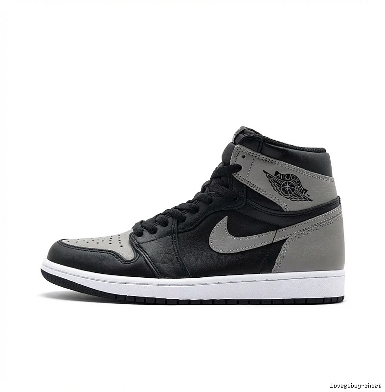 Jordan AJ1 High-Top Black and Grey Athletic Shoes