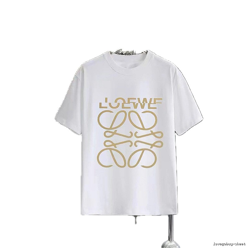 LOEWE Gold Hot-stamped Logo Light Luxury Style White T-Shirt