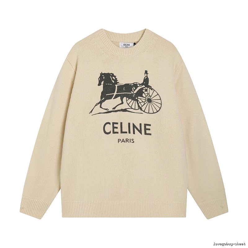Logo Knit Sweater for School Runs in CELINE Style
