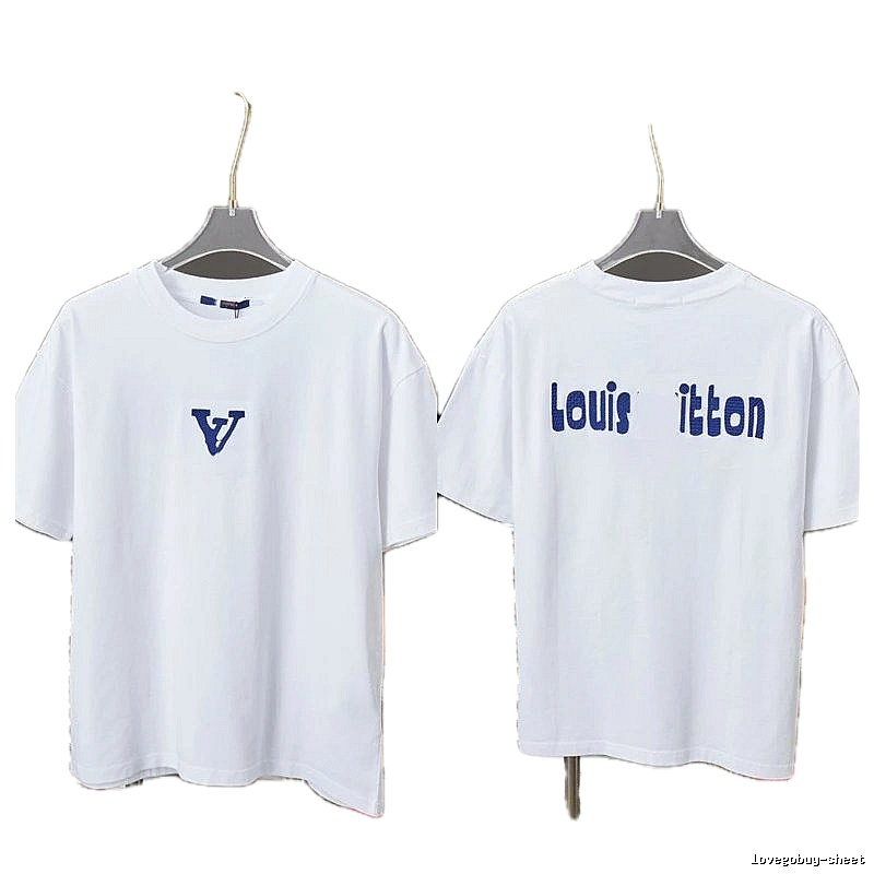 Louis Vuitton Embroidered Trendy Style White Short-sleeve T-shirt