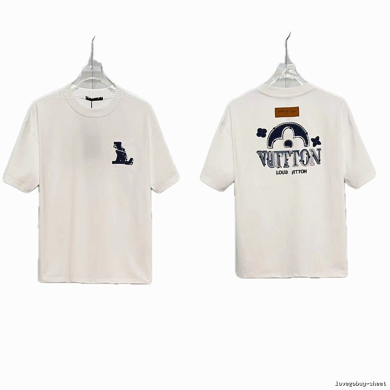 Louis Vuitton Embroidered Vintage-style White Short-sleeve T-shirt