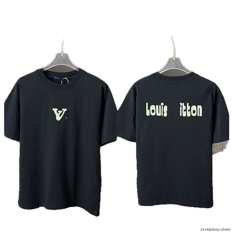 Louis Vuitton Letter Print Casual Style Black T-Shirt