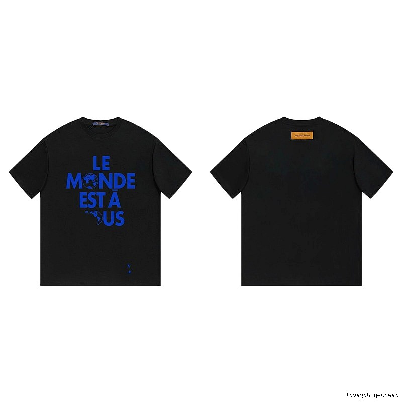 Louis Vuitton Letter Print Cool Trendy Style Black T-shirt
