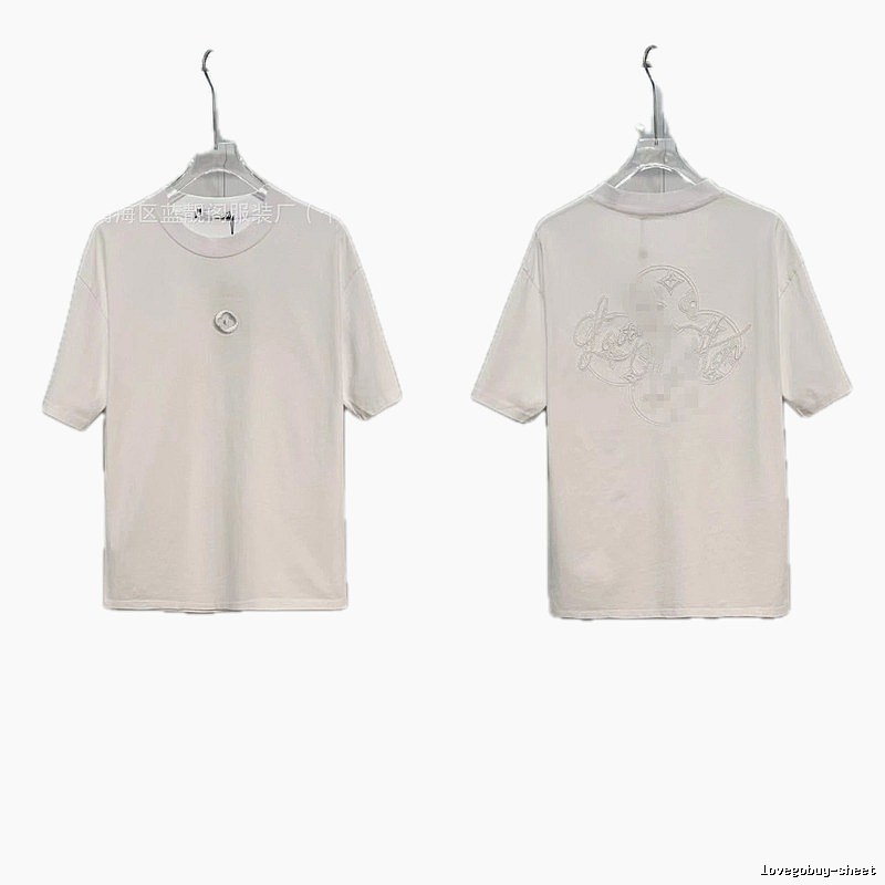 Louis Vuitton Monogram Embroidered Trendy Style White T-Shirt