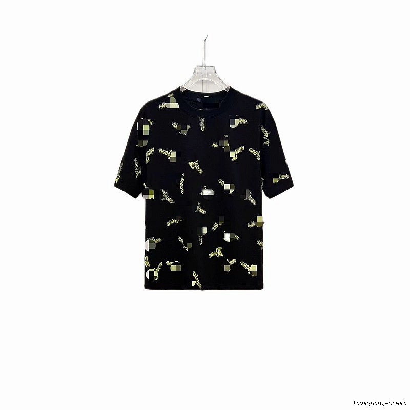 Louis Vuitton Trendy All-over Printed Black Short-sleeve T-shirt