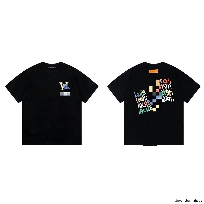 Louis Vuitton Trendy Graffiti Style Black Short-sleeve T-shirt