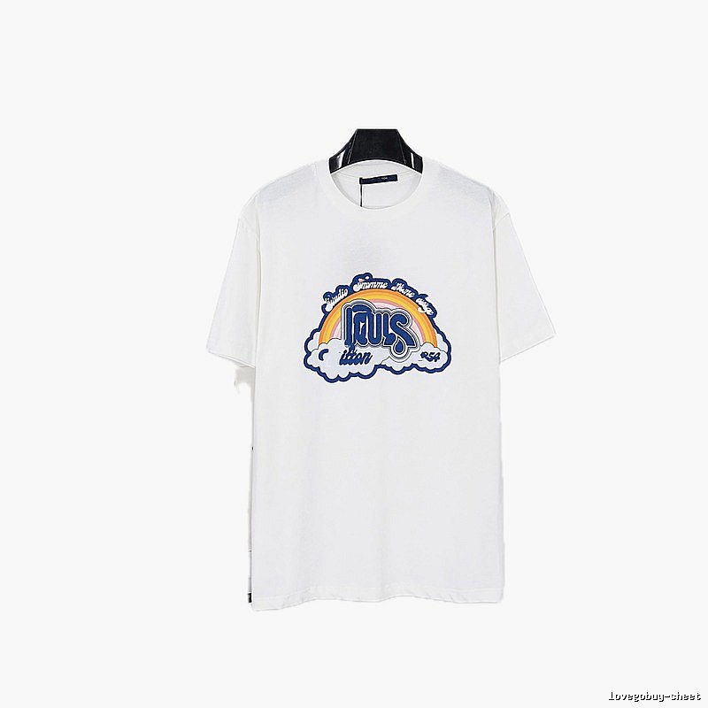 Louis Vuitton Vintage-style Rainbow Print White T-Shirt