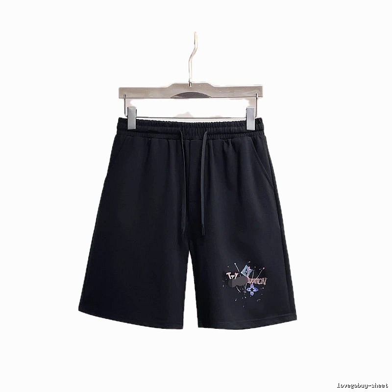 LouisVuitton Graffiti Casual Style Black Shorts