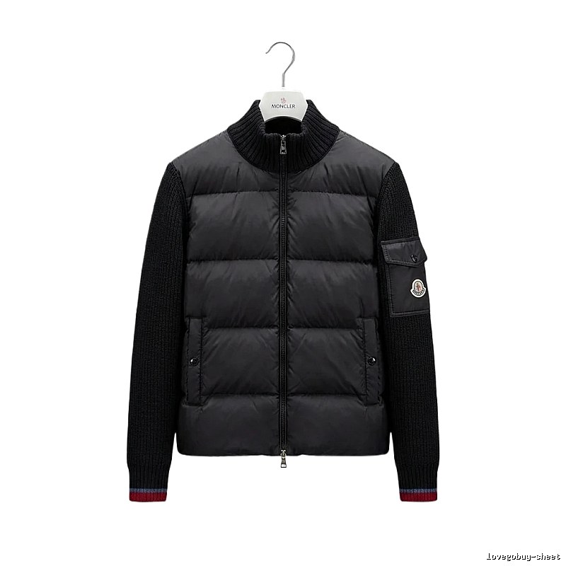 Moncler knitted and spliced black down jacket