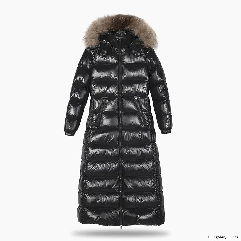 Moncler long shiny black down jacket