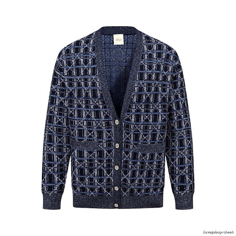 Navy Dior Button-front Cardigan for Layered Winter Looks