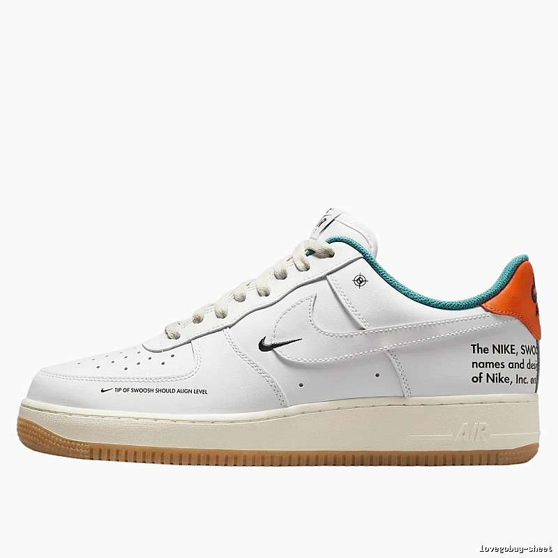 Nike Air Force 1 Simple White and Orange Shoes