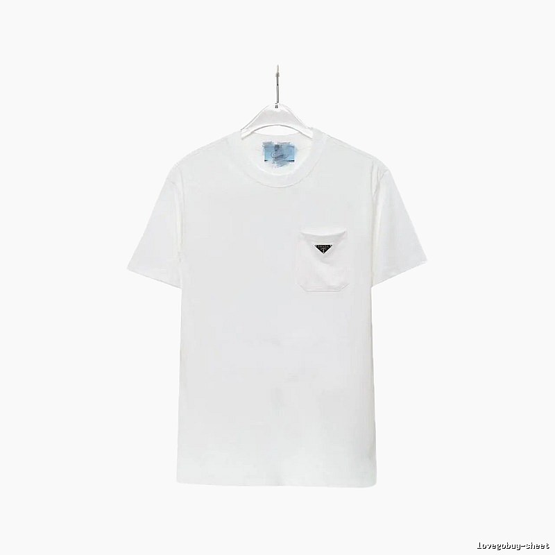 Prada Triangle Logo Minimalist Style White Short-sleeve T-shirt