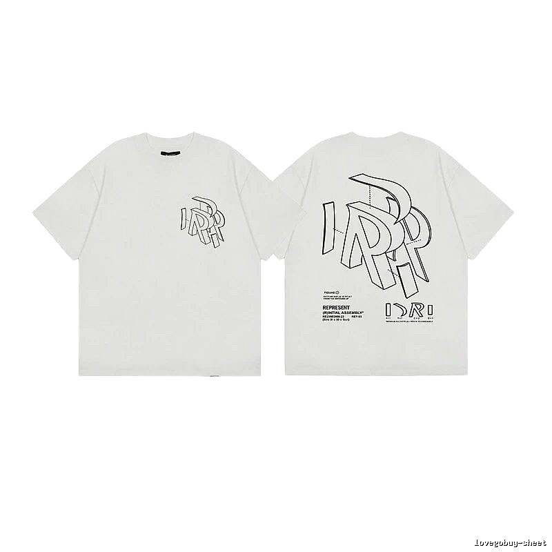 Represent Geometric Print Street-style Off-white T-shirt