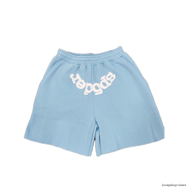 Sp5der Foam Print Street Style Light Blue Shorts