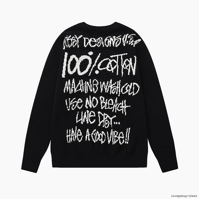 Stussy Black Swirl Graphic SweatShirt Relaxed Styling