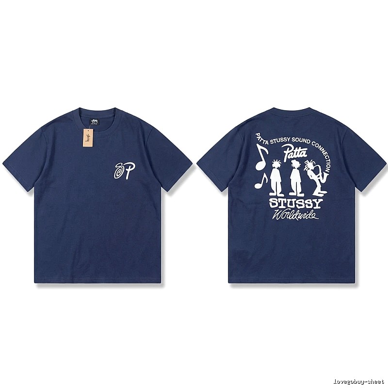 Stussy Co-branded Hip-hop Style Navy Blue T-shirt
