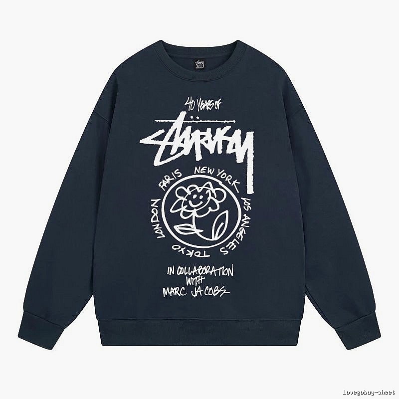 Stussy Navy Style 539 Graphic SweatShirt Poolside Style