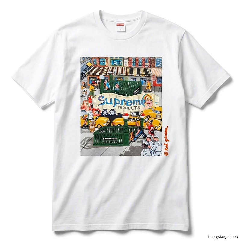 Supreme street style white T-shirt
