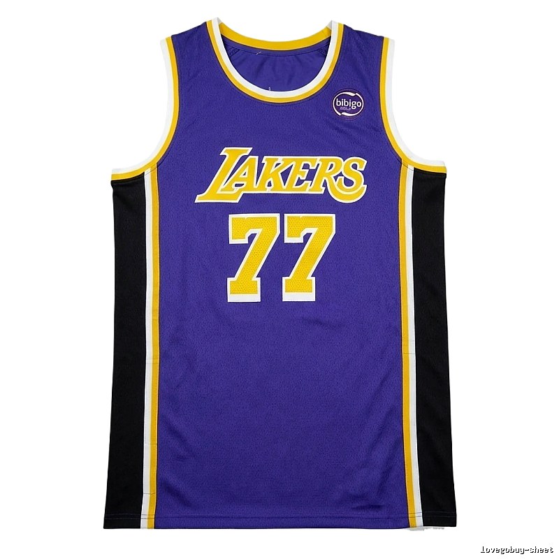 The No. 77 purple basketball jersey of the Lakers.