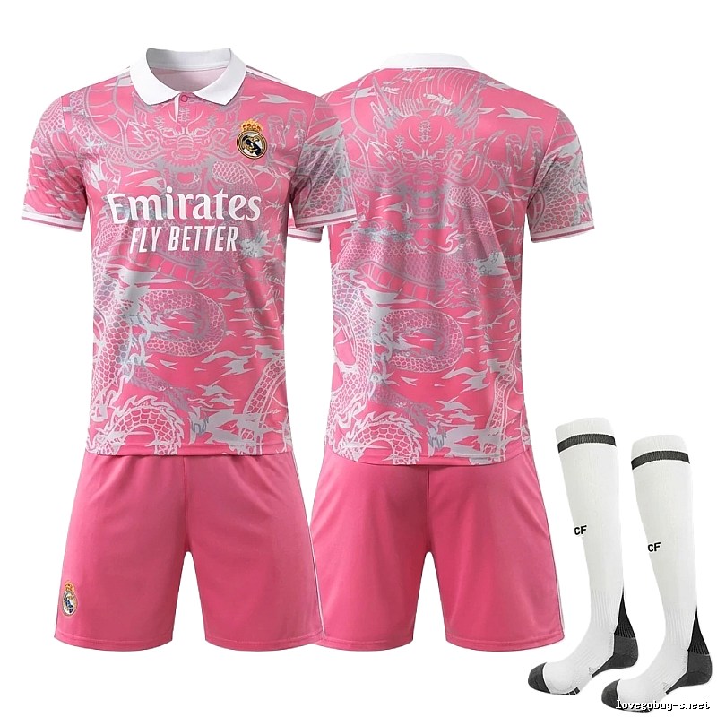 The pink jersey of the Real Madrid Dragon Pattern series.